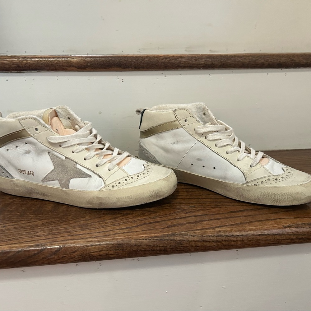 Golden Goose Cream and Beige High-Tops